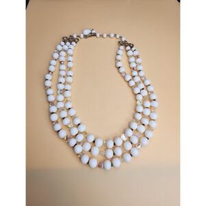 Vtg Designer LAGUNA Signed Triple Strand AB Crystal Beaded Necklace‎ FREE $HIP!!